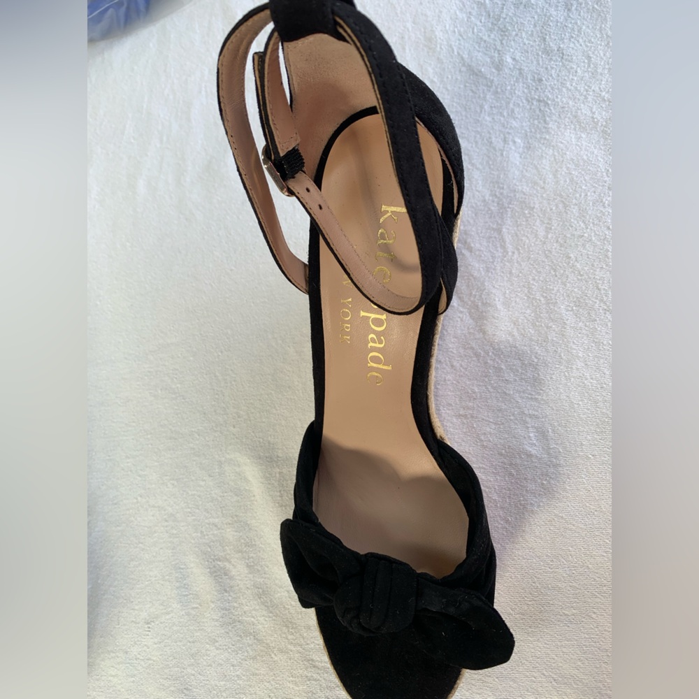Kate Spade Black and Tan Wedge Sandals